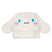 WCinnamorollBeanie- White beanie with a face design on a white background