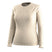 WClassicThermalMerinoBaseLayerCrew-A women's long-sleeve crewneck sweater in a light beige color with a fine multicolor speckled pattern, shown on a plain white background.