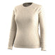 WClassicThermalMerinoBaseLayerCrew-A women's long-sleeve crewneck sweater in a light beige color with a fine multicolor speckled pattern, shown on a plain white background.