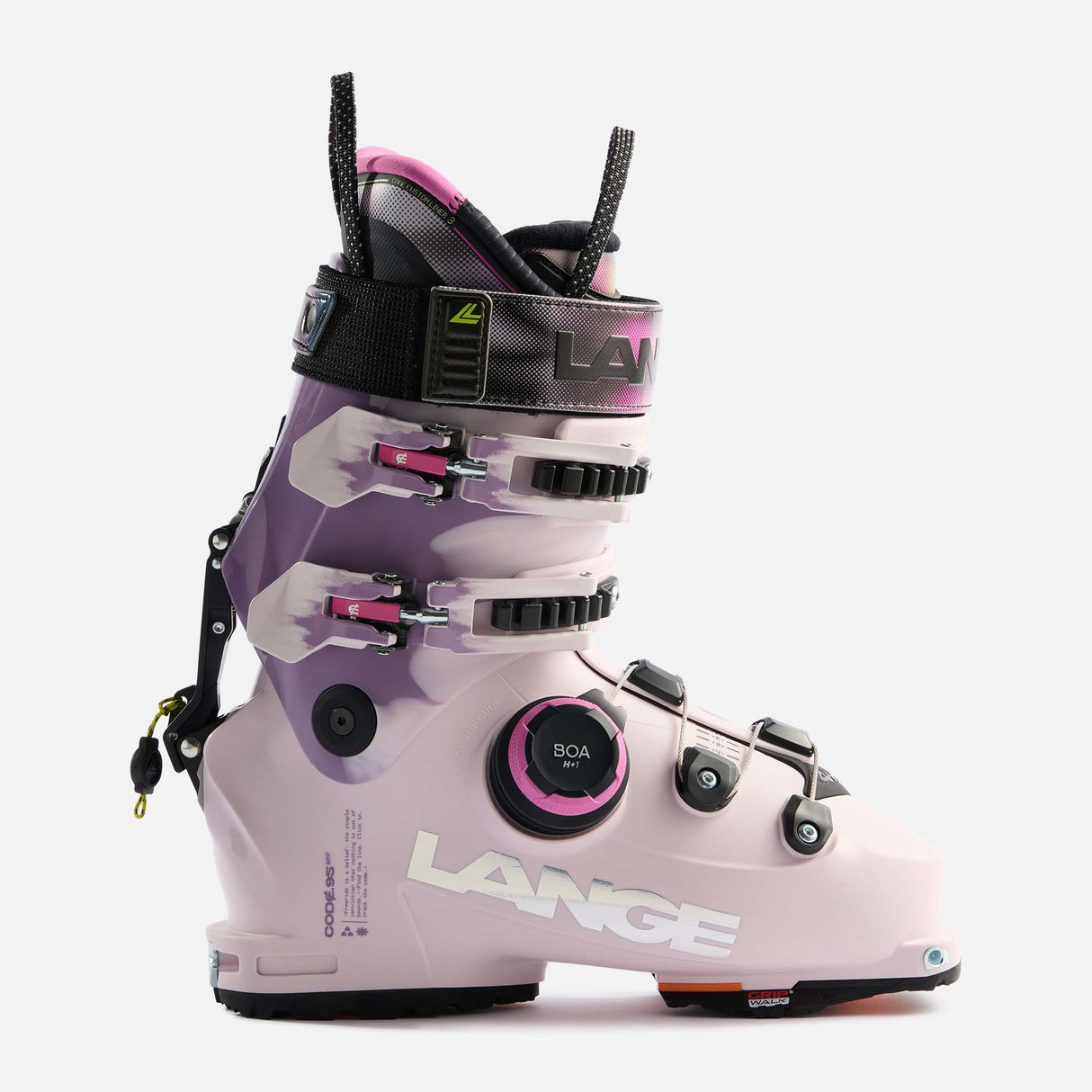 WCodeMV95BOA- Pink ski boot on a white background