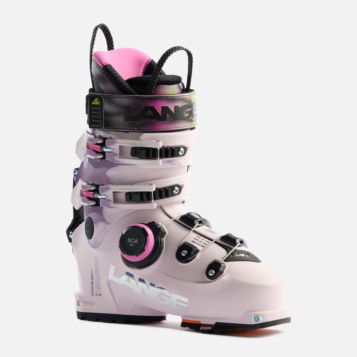 WCodeMV95BOA- Pink ski boot on a white background