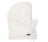 WCoraHood-White hooded balaclava with drawstring on a white background