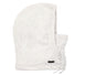 WCoraHood-White hooded balaclava with drawstring on a white background