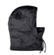 WCoraHood-Black hooded balaclava with drawstring on a white background