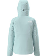 WDescenditJacket-Light blue hooded jacket with The North Face logo on a white background