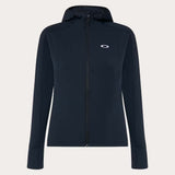 WDriftTechFleece-Black jacket with a brand logo on a light gray background