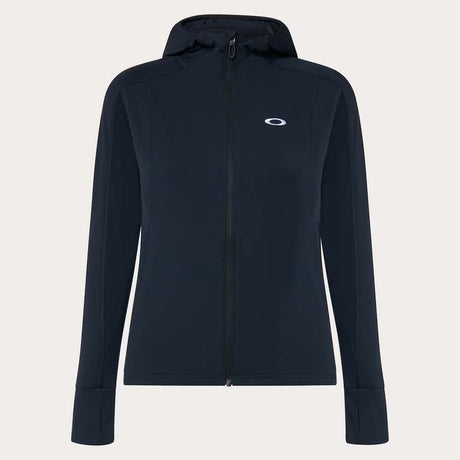 WDriftTechFleece-Black jacket with a brand logo on a light gray background