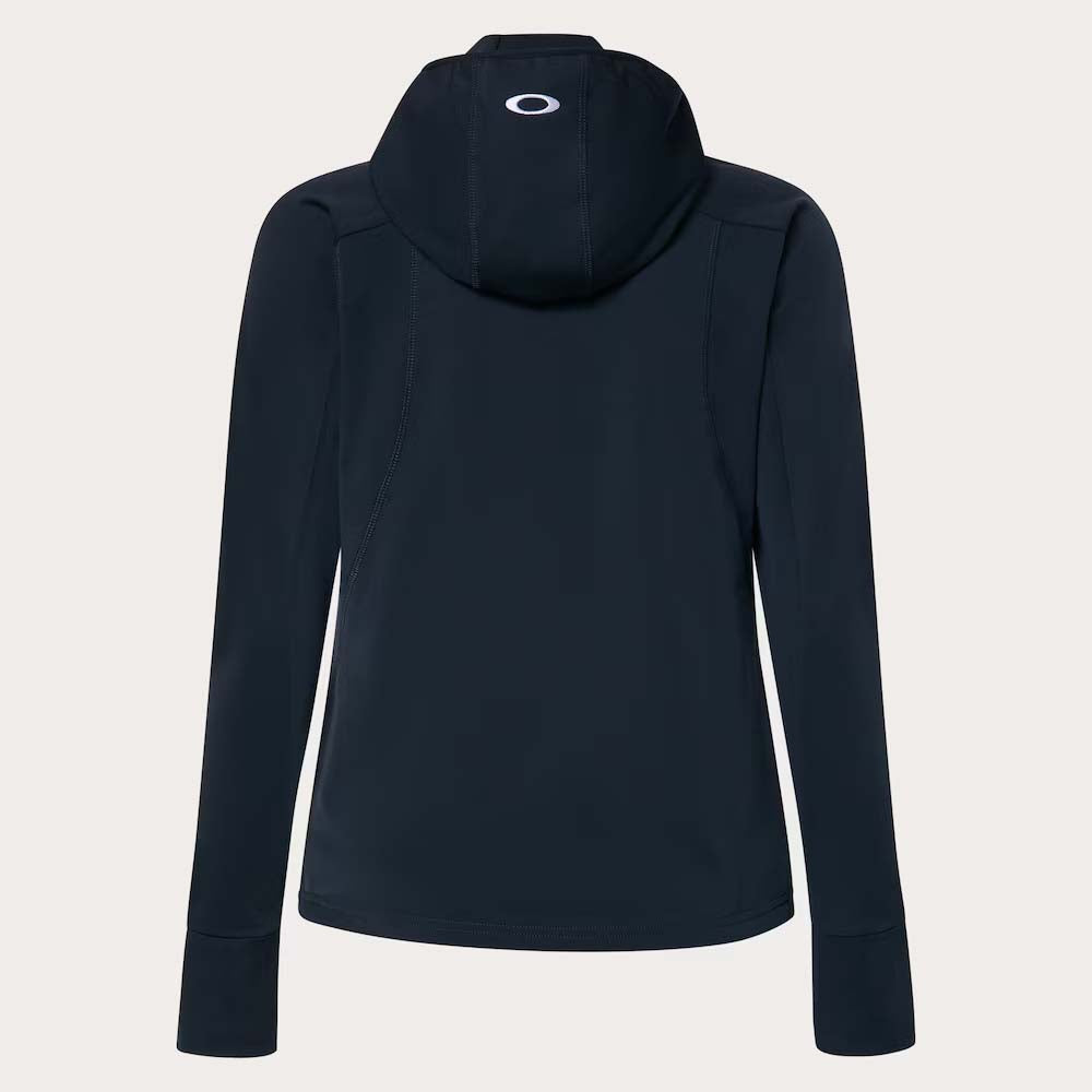 WDriftTechFleece-Black jacket with a brand logo on a light gray background