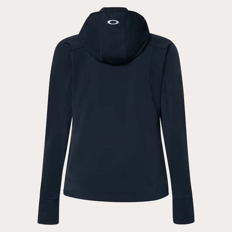 WDriftTechFleece-Black jacket with a brand logo on a light gray background