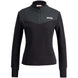 WDynamicMidlayer- A women's long-sleeve half-zip athletic pullover in dark gray and black, featuring a white 'swix' logo on the left chest, shown against a plain white background.