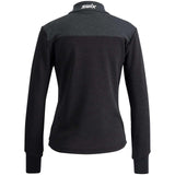 WDynamicMidlayer- A women's long-sleeve half-zip athletic pullover in dark gray and black, featuring a white 'swix' logo on the left chest, shown against a plain white background.