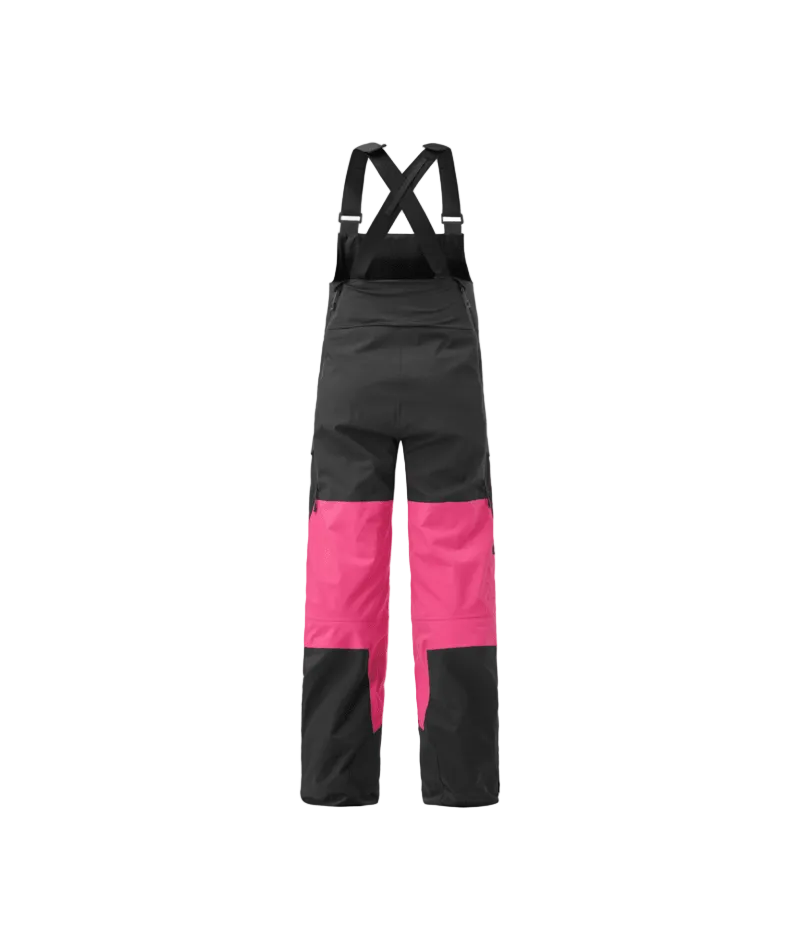 WElwyBibPant-Black and pink bib overalls on a white background