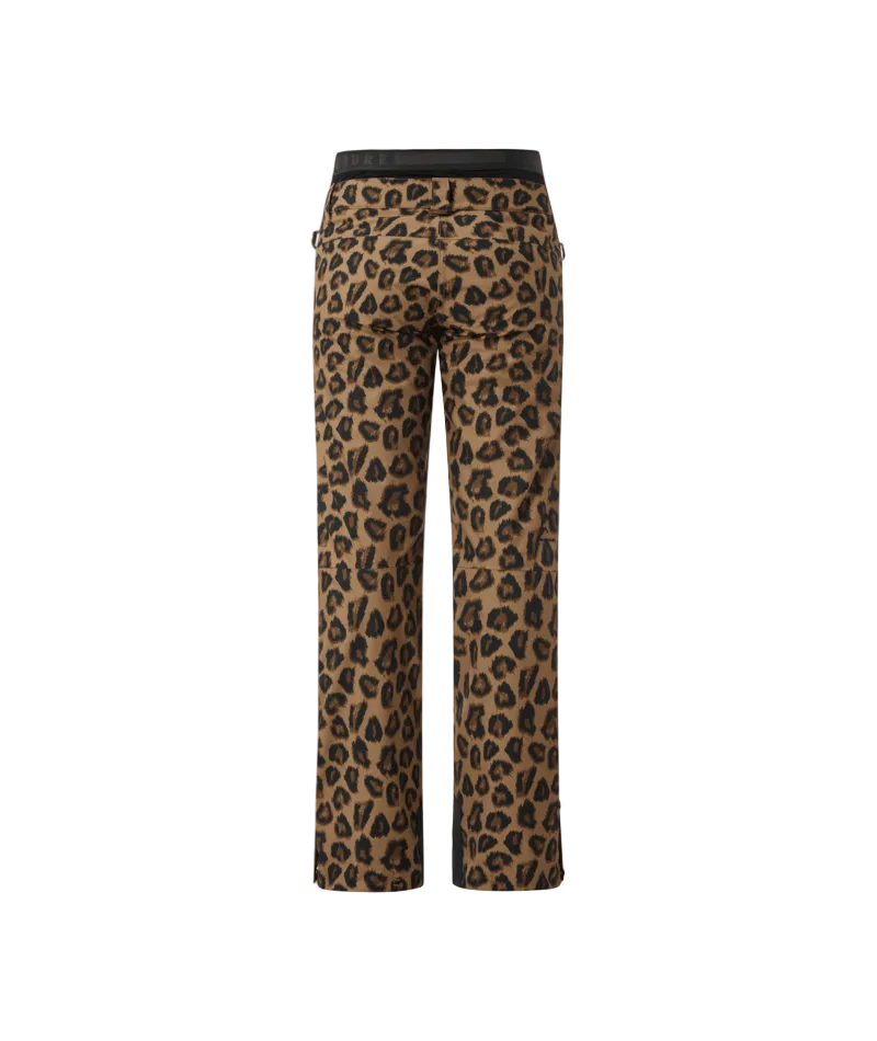 WExaPrintedPant-Leopard print pants with black accents on a white background