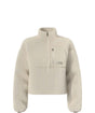 WExtremePile2Pullover-Beige fleece pullover with a quarter zip and front pocket on a white background