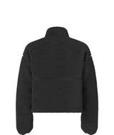 WExtremePile2Pullover- Black fleece pullover with a quarter zip and front pocket on a white background