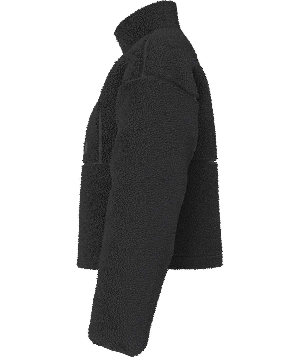 WExtremePile2Pullover- Black fleece pullover with a quarter zip and front pocket on a white background