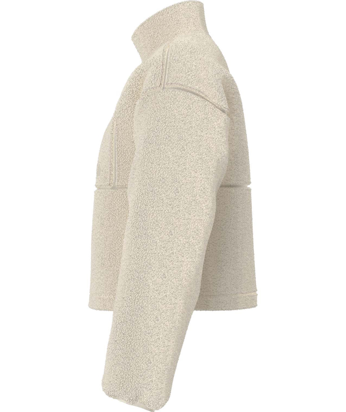 WExtremePile2Pullover-Beige fleece pullover with a quarter zip and front pocket on a white background