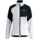 WFocusJacket- A women's colorblock athletic jacket from Swix, featuring a white body, black shoulders and upper chest, and a black front zipper, shown on a plain white background.