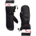 WGore-TexLinearMitt- A pair of black 686 winter mittens shown flat on a white background, displaying both the front and back views with attached red drawstring tags.