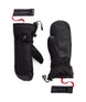 WGore-TexLinearMitt- A pair of black 686 winter mittens shown flat on a white background, displaying both the front and back views with attached red drawstring tags.