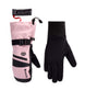 WGore-TexSmarty3-in-1GauntletMitt-Pink mitt and black inner glove liner with a brand label on a white background