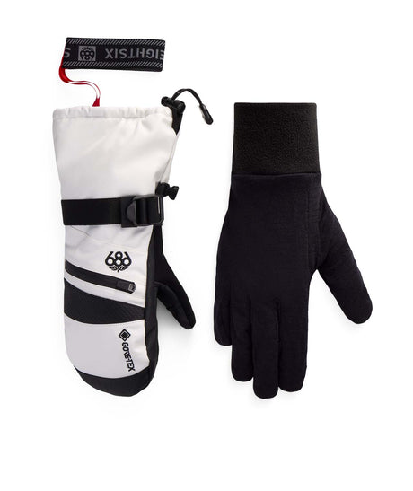 WGore-TexSmarty3-in-1GauntletMitt-White mitt and black inner glove liner with a brand label on a white background