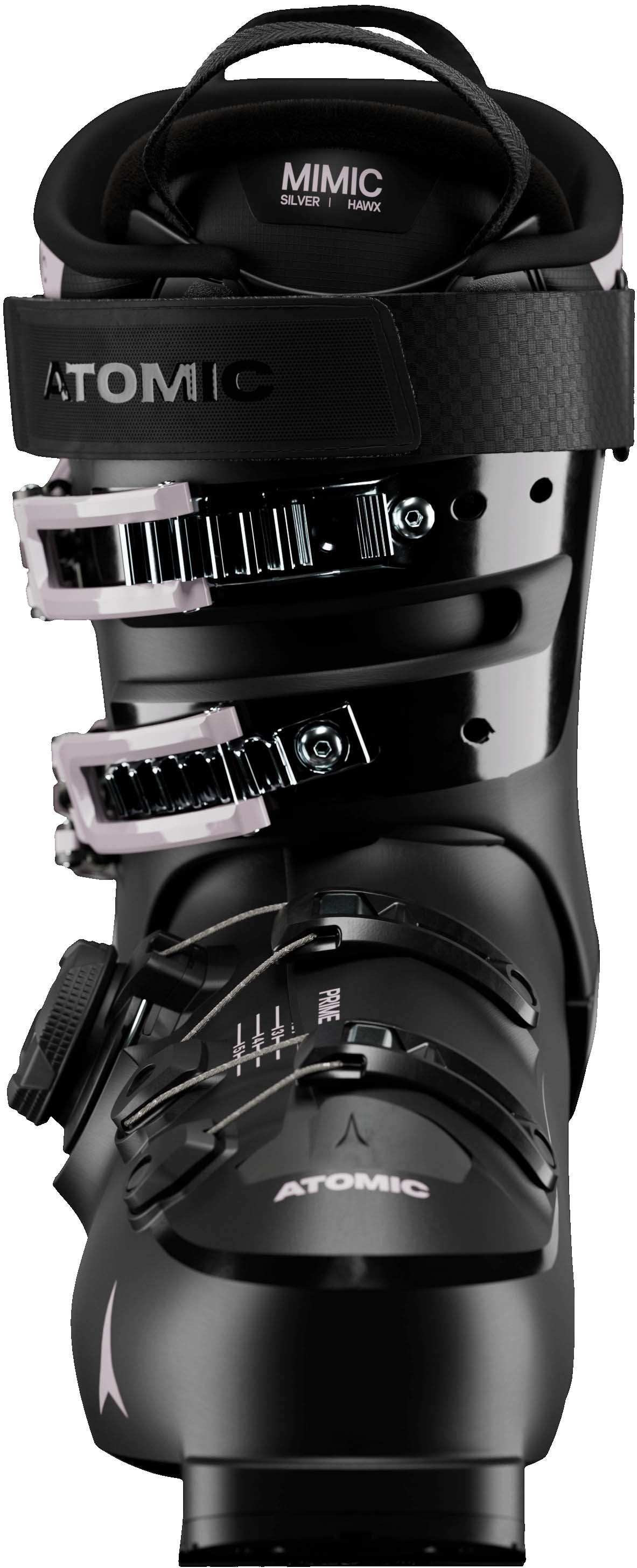 WHawxPrime85BOA- Black Atomic Hawx ski boot on a white background