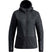 WHorizonJacket- A black hooded technical jacket with horizontal quilting, zippered front, and zippered handwarmer pocket, shown on a plain white background.