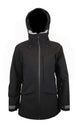 WHotCocoaJacket-Black winter jacket with a hood on a white background