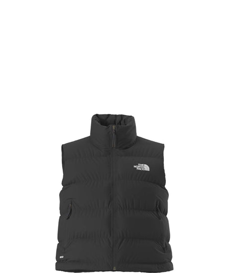 WHydrenaliteDownA-LineVest-Black puffer vest with The North Face logo on a white background