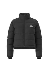 WHydrenaliteDownJacket-Black puffer jacket with a brand logo on a white background