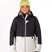 WIvieJacket-Person wearing a black and white jacket with a yellow beanie on a white background