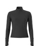 WJaida1_4Zip- Black long-sleeve quarter zip shirt on a white background
