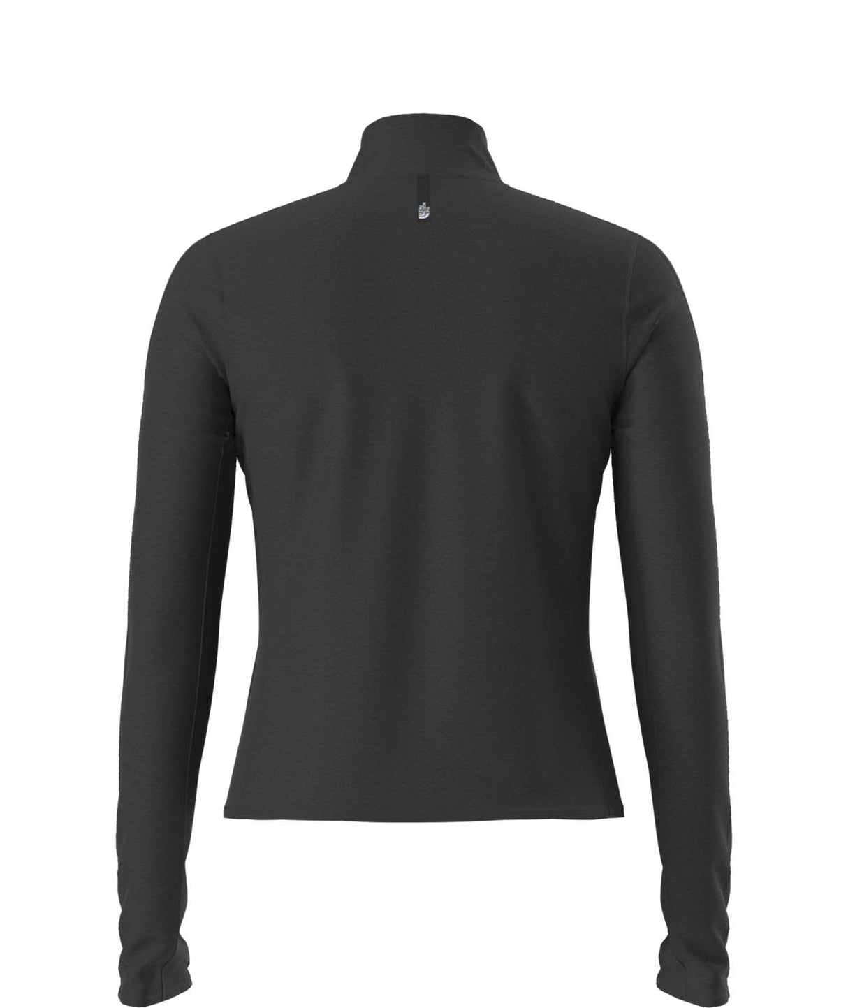 WJaida1_4Zip- Black long-sleeve quarter zip shirt on a white background