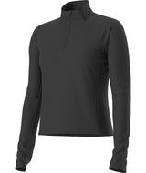 WJaida1_4Zip- Black long-sleeve quarter zip shirt on a white background