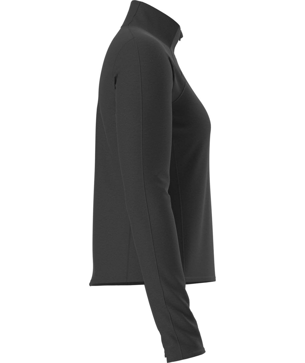 WJaida1_4Zip- Black long-sleeve quarter zip shirt on a white background