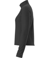 WJaida1_4Zip- Black long-sleeve quarter zip shirt on a white background
