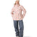 WJetty3-in-1Jacket- Woman wearing a pink jacket with a floral pattern on a white background