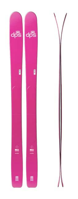 WKaizen100- Hot pink skis on a white background 