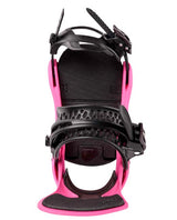 WLexaXReFlexSnowboardBindings-Pink snowboard binding with black hardware on a white background