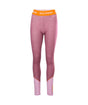 WLifaMerinoMidweightPant-Pink leggings with orange accents on a white background