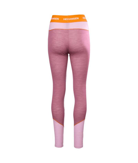 WLifaMerinoMidweightPant-Pink leggings with orange accents on a white background