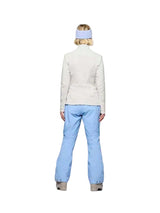 Lofoten Warm2 Jacket -White and blue fleece jacket with a brand logo on a white background