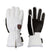 WLotteGlove-A pair of white and black winter gloves shown against a plain white background, displaying both the back of the left glove and the palm of the right glove.