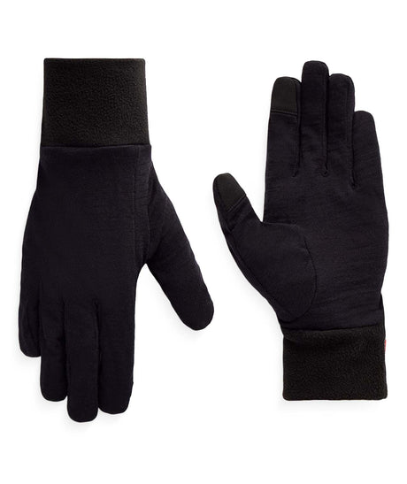 WMerinoWoolGloveLiner-Pair of black gloves on a white background