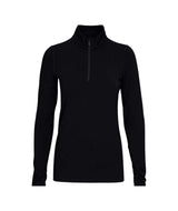 WMidweight1_4Zip-Black long-sleeve shirt with a zipper on a white background
