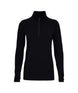 WMidweight1_4Zip-Black long-sleeve shirt with a zipper on a white background