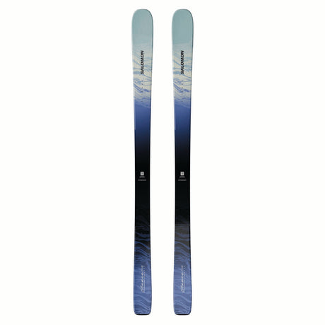 WNSTANCEPRO82-Two skis with a gradient design from blue to black on a white background