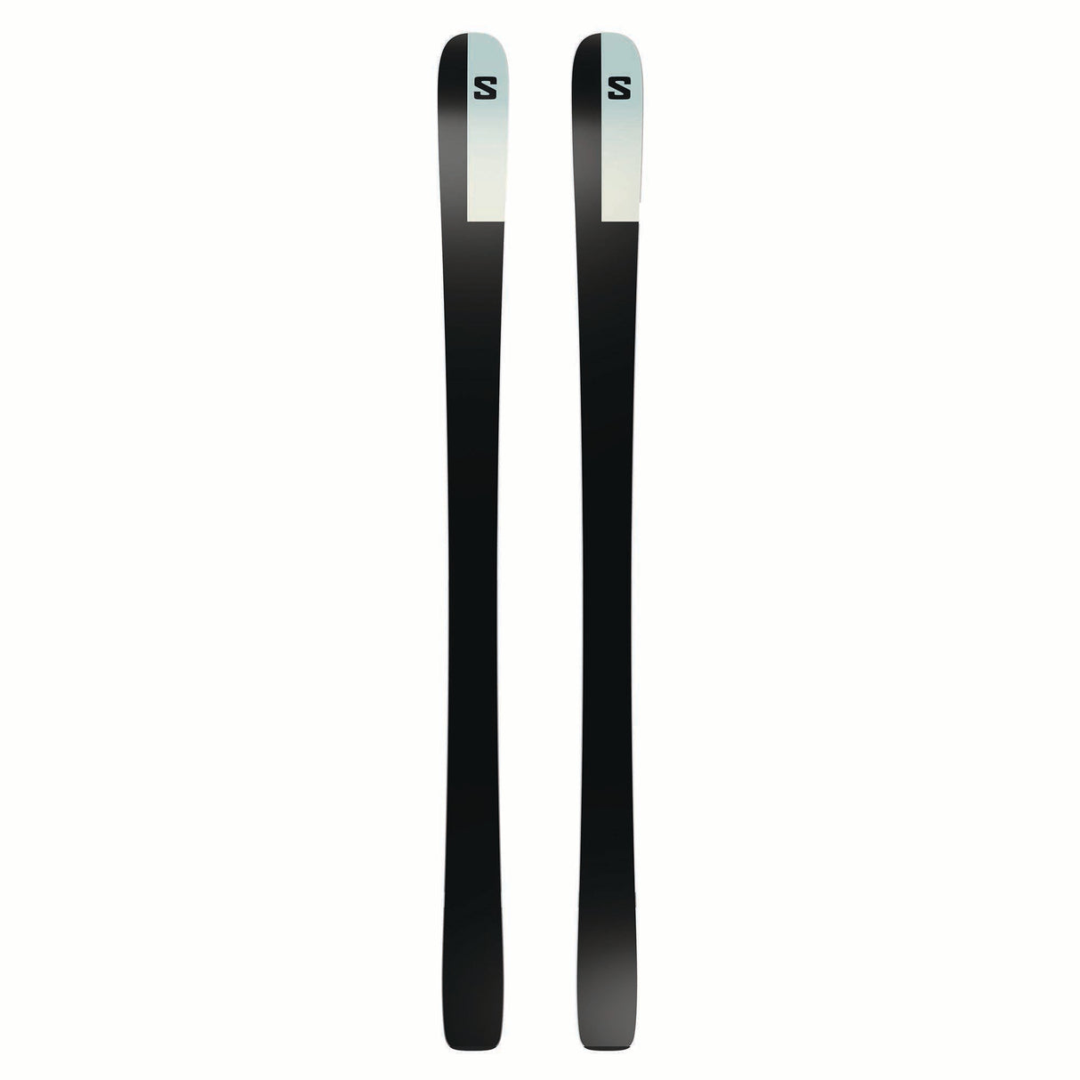 WNSTANCEPRO82-Pair of black skis with green tips on a white background