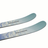 WNSTANCEPRO82-Two blue skis with 'Salomon' branding on a white background